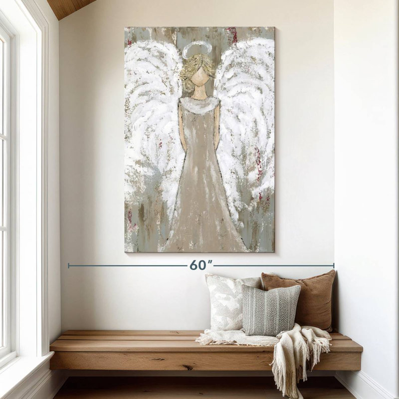 Leisha Farmhouse Guardian Angel, 51" H x 34" W