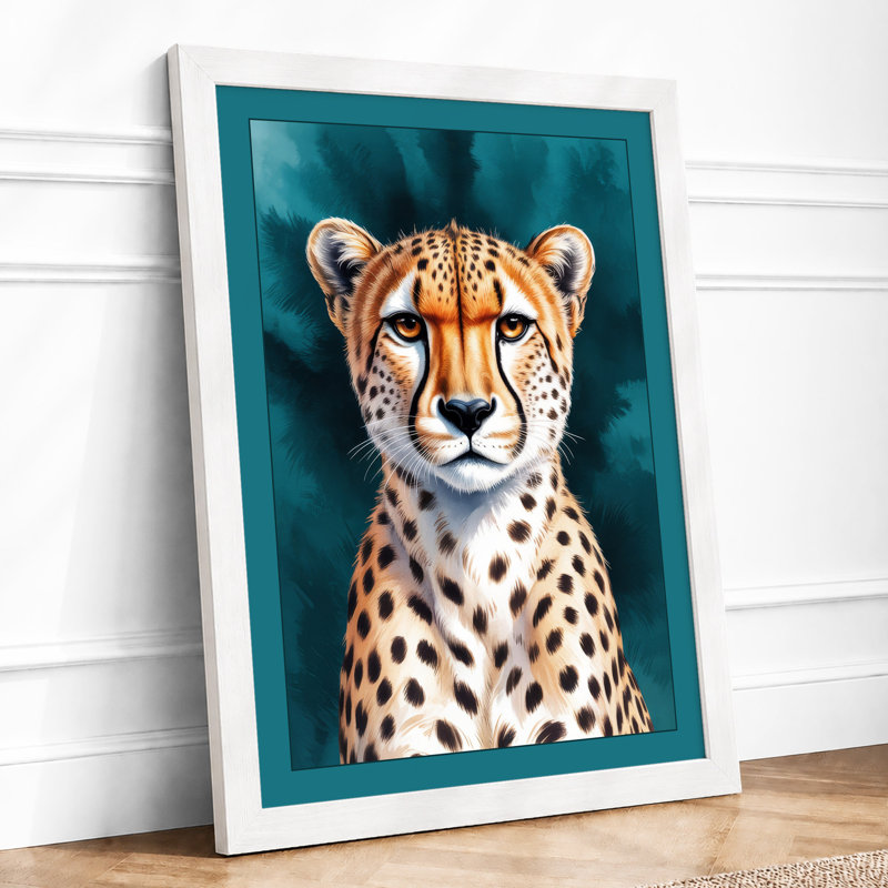 Cheetah's Calm Gaze Modern - Print, A1 - 84.1 x 59.4 cm, White
