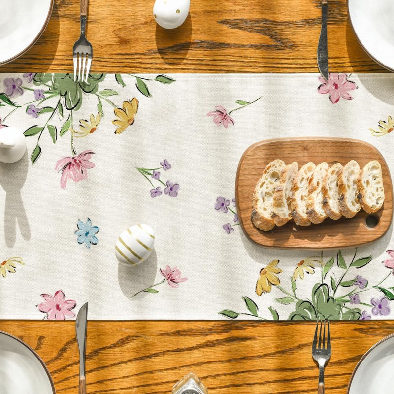 Table Runner - Multicolor, Bunny & Eggs, Easter & Spring Table Décor