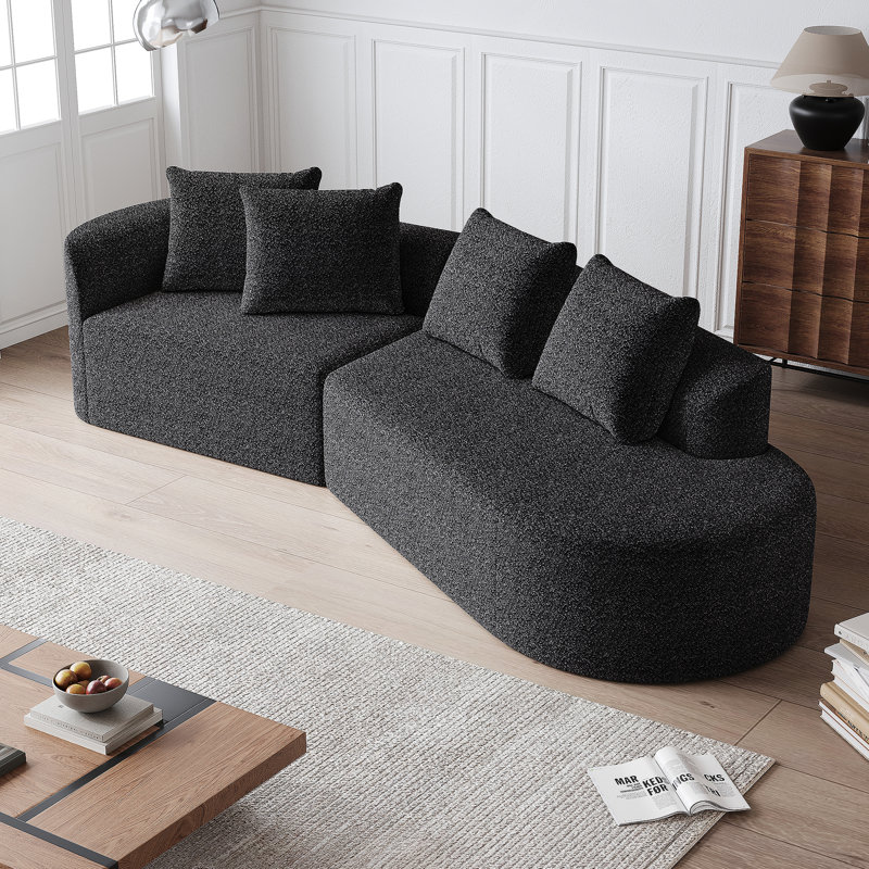 Canapé modulaire surdimensionné et rembourré Modern, Face à la droite, Chenille noir