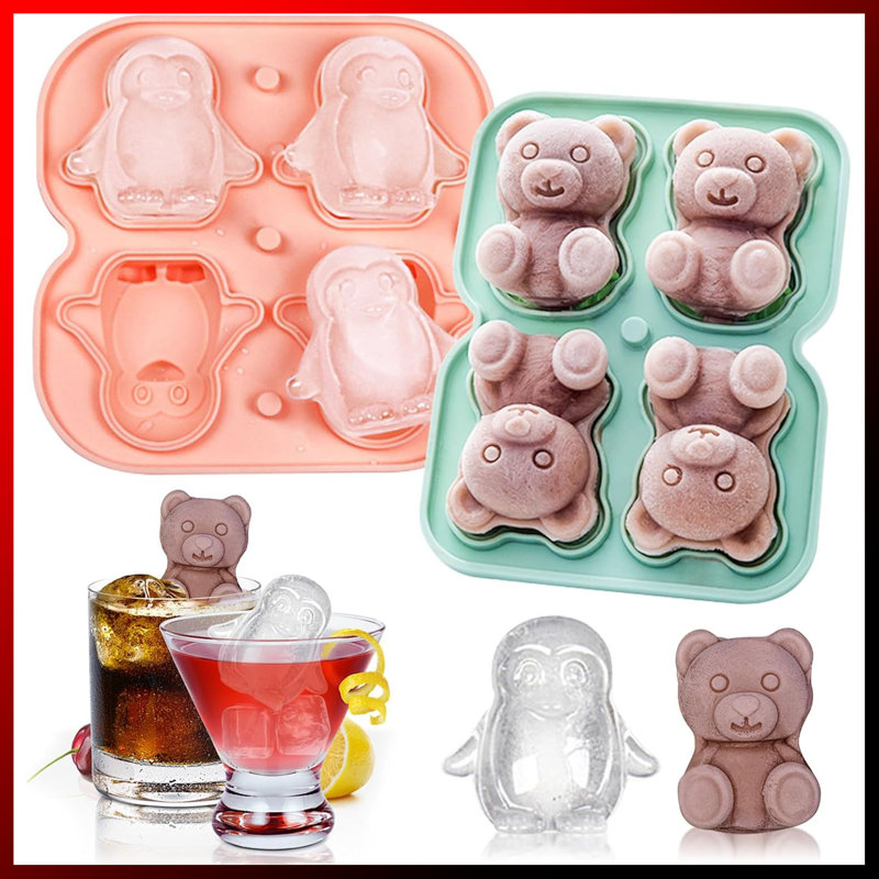 Paquet de 2 plateaux à glaçons en silicone - Moules à glace 3D très grands avec couvercle en forme d'entonnoir anti-fuite | Créez de la glace amusante à losanges / sphères / cubes pour les cocktails, le whisky et le café glacé | Sans BPA, flexibl
