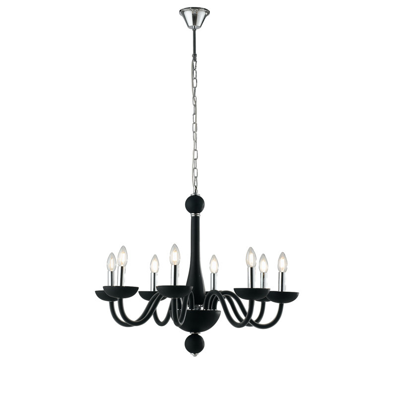 Fernandes 8 - Light Candle Style Chandelier, Black