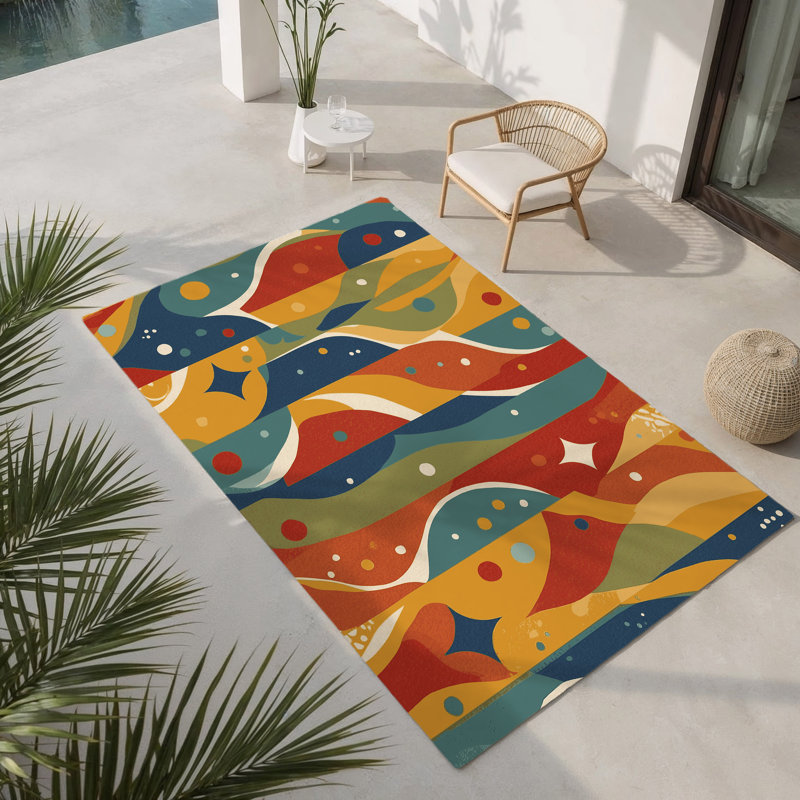 Tapis intérieur et extérieur Spiried Wiggle, Rectangle 1 pi 6 po x 2 pi 6 po