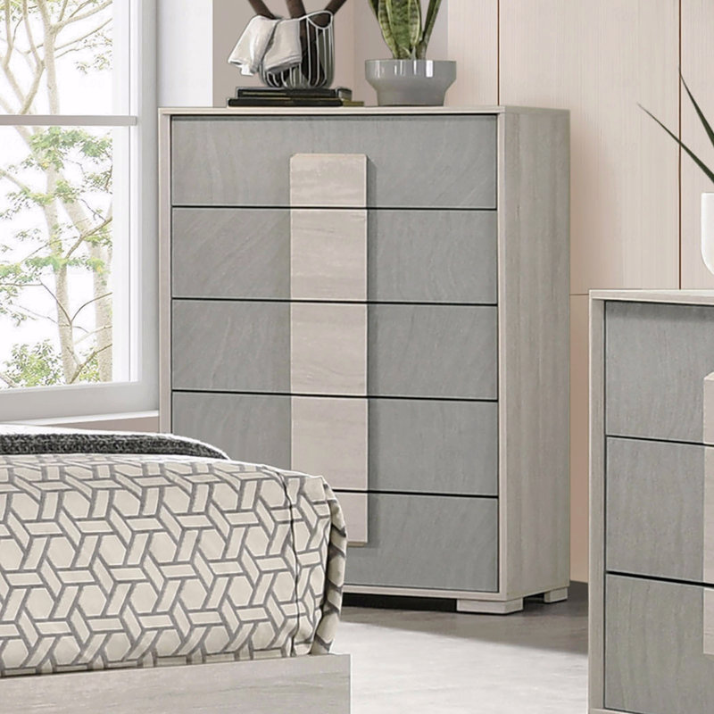 Commode à tiroirs en queue d'aronde de style contemporain 1pc
