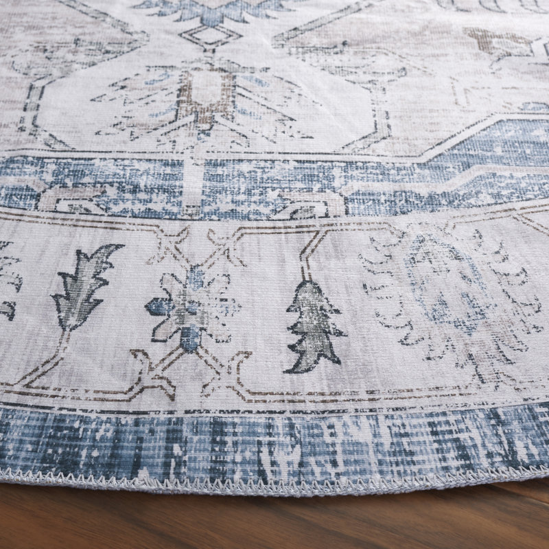 Tyaria Machine Washable Performance Oriental Rug, Round 6'