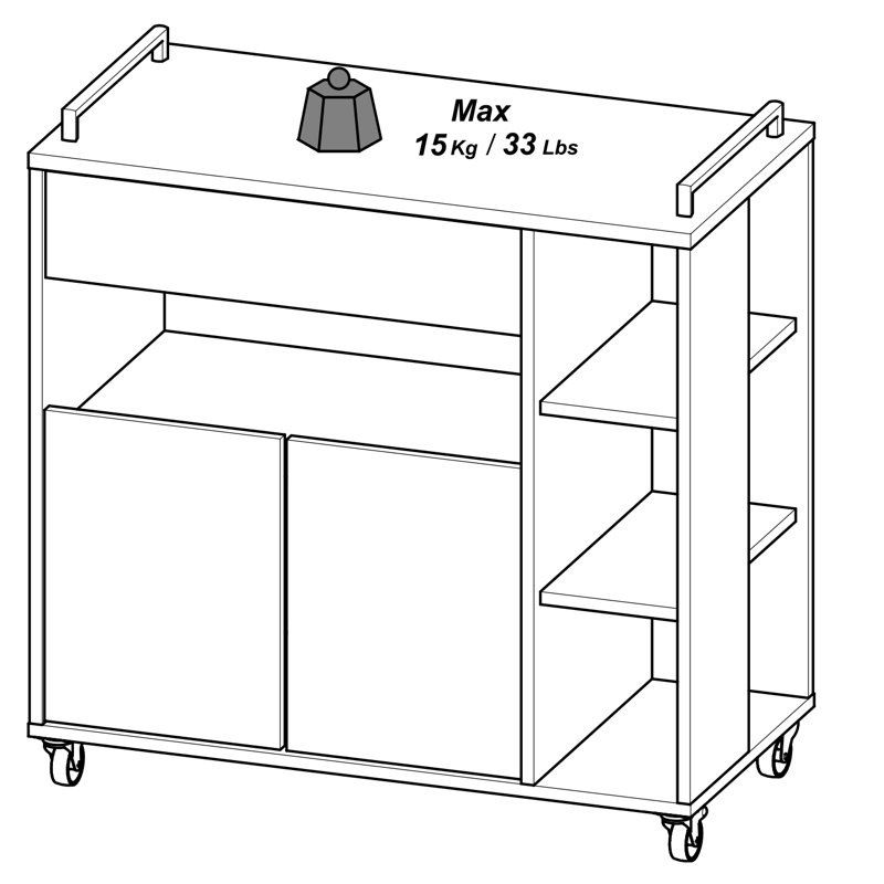 Kitty Wood Kitchen Cart