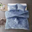 Édredon double / grand en velours pervenche - Literie de luxe avec matelassage en losanges et coussin décoratif lavable à la machine