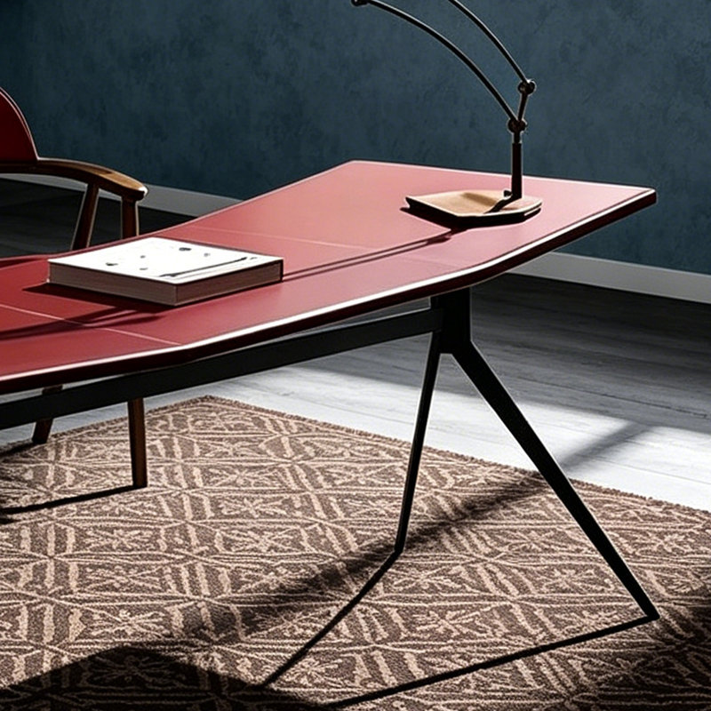 Bureau Oswal, Rouge / Noir, H 29,53 po x l 78,74 po x P 31,5 po