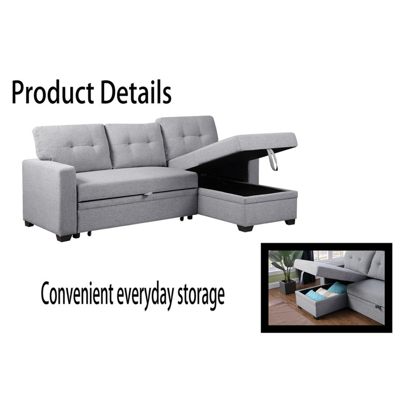 Jimmison Upholstered L-Shaped Sectional Right Hand Facing, Light Gray Linen