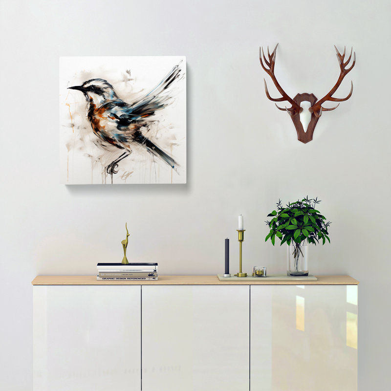 Bird Gestural Art No.1 - Wrapped Canvas, 35cm H x 35cm W x 3cm D