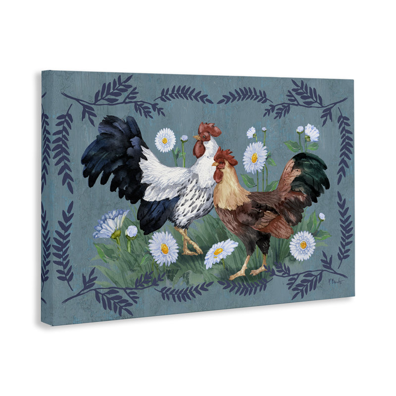 «Roosters with Fern Garniture» par Paul Brent, H 20 po x l 30 po