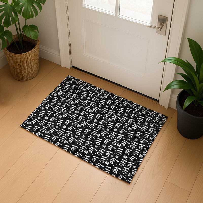 Premium Machine Washable Dockside AMF1814 HoHoHo Snowy Christmas Rug, Rectangle 1'8" x 2'6"