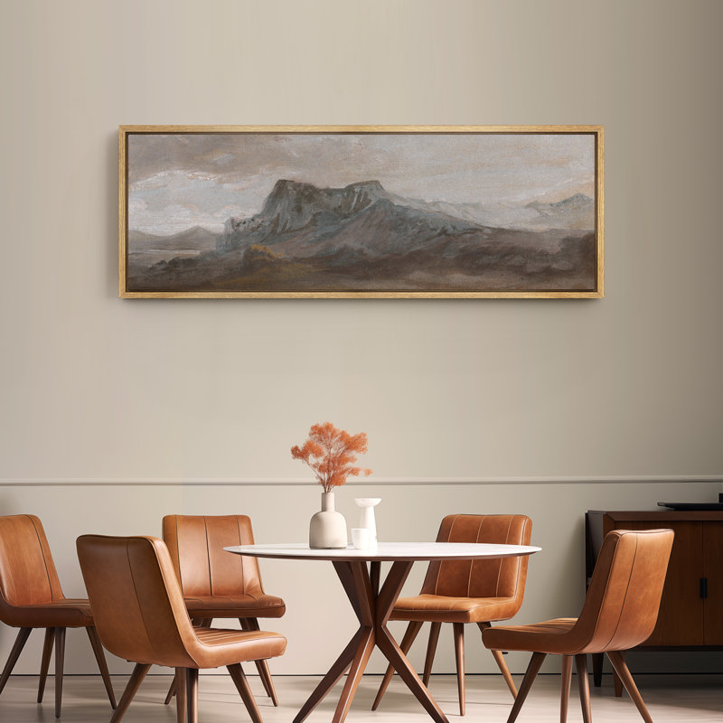 «Rustic Mountain Landscape», impression sur toile encadrée, décor de chalet traditionnel, H 20 po x l 60 po, Naturel
