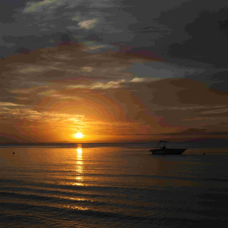 Coucher de soleil du Pacifique Sud - photographie, H 12 po x l 12 po, Non, Toile tendue