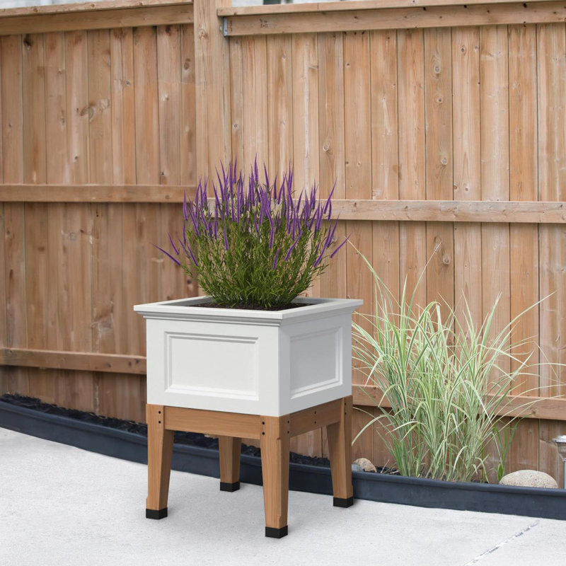 Fairfield 24x24 White Plastic and Wood Elevated Garden Bed
