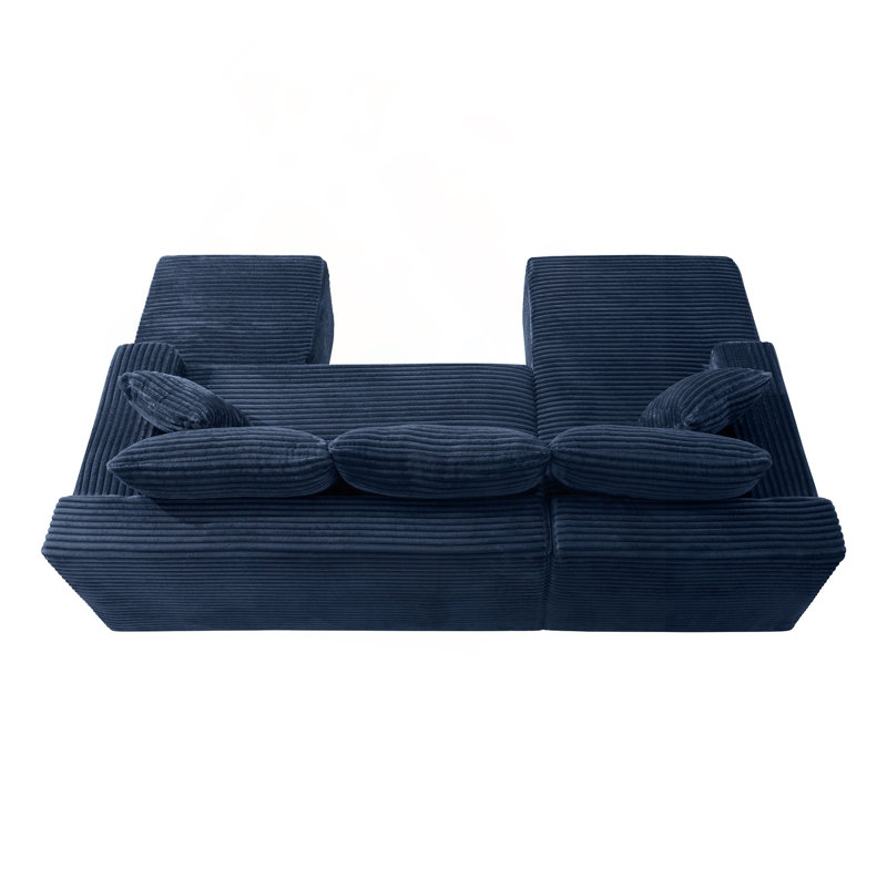 Canapé modulaire en U avec siège profond et sans assemblage, Right Hand Facing, Blue Corduroy