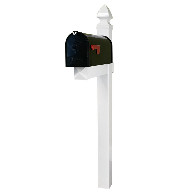 Steel Post Mounted Mailbox with Newspaper Compartment