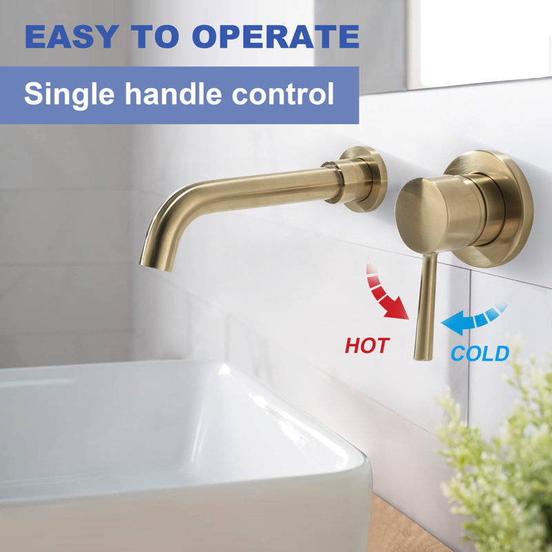 Single-handle Bathroom Faucet with Drain Assembly, Brushed Gold