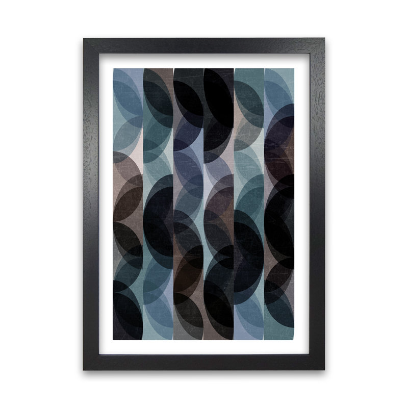 Blue Colourful Abstract B - Print, Black Frame, 42cm H x 30cm W x 3cm D