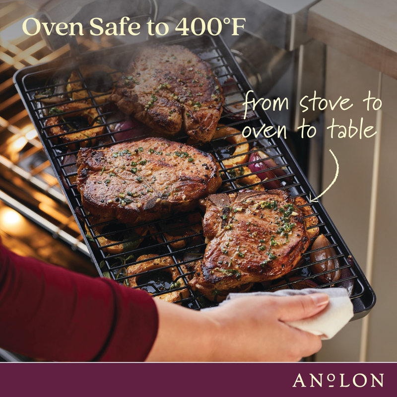 Anolon Advanced Home Hard Anodized Nonstick Double Burner Griddle, 10 Inch X 18 Inch, Gray