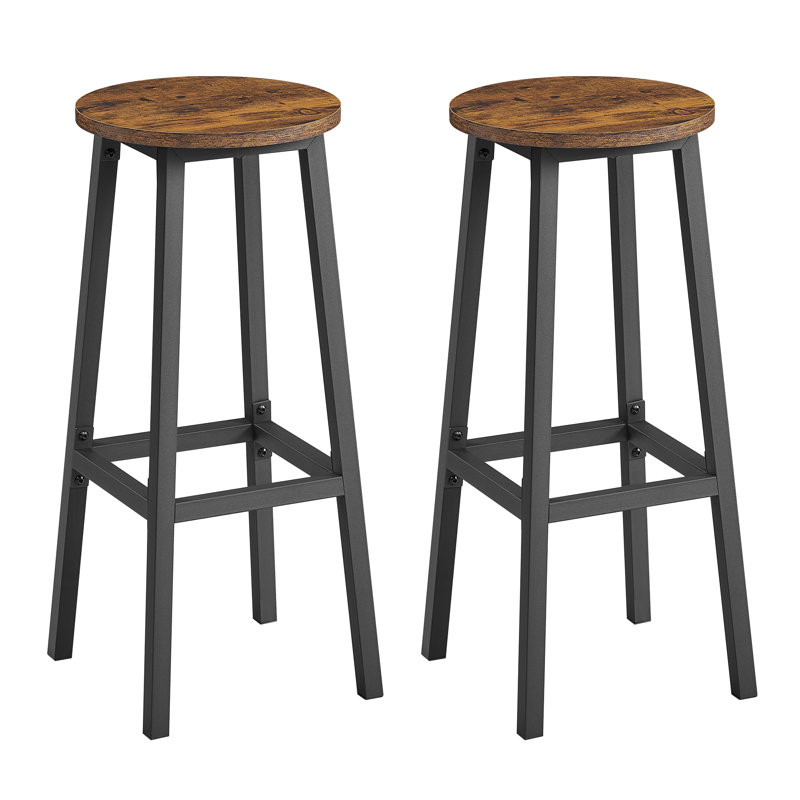 Bar Stools Set Of 2, Kitchen Stools, Rustic Brown/Black