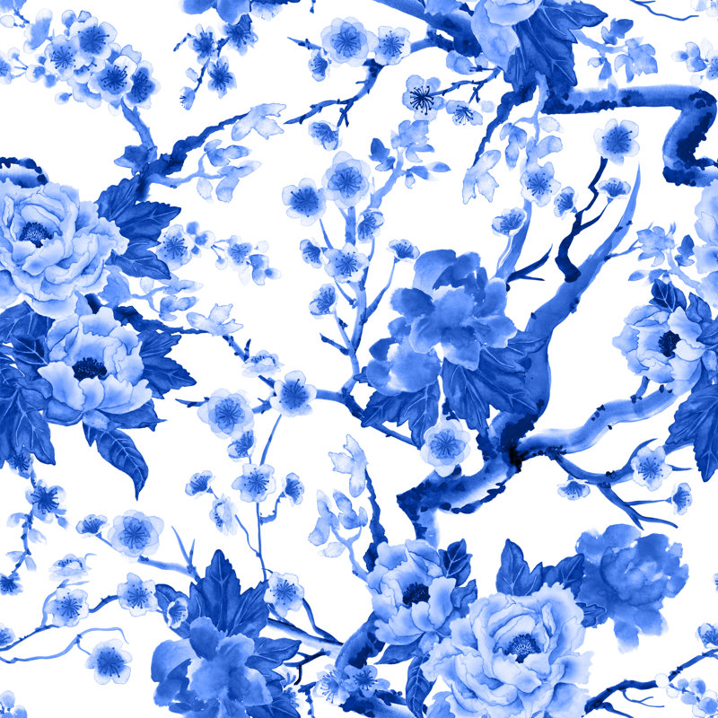 Aderita Sakura et pivoines, H 12 po x l 12 po