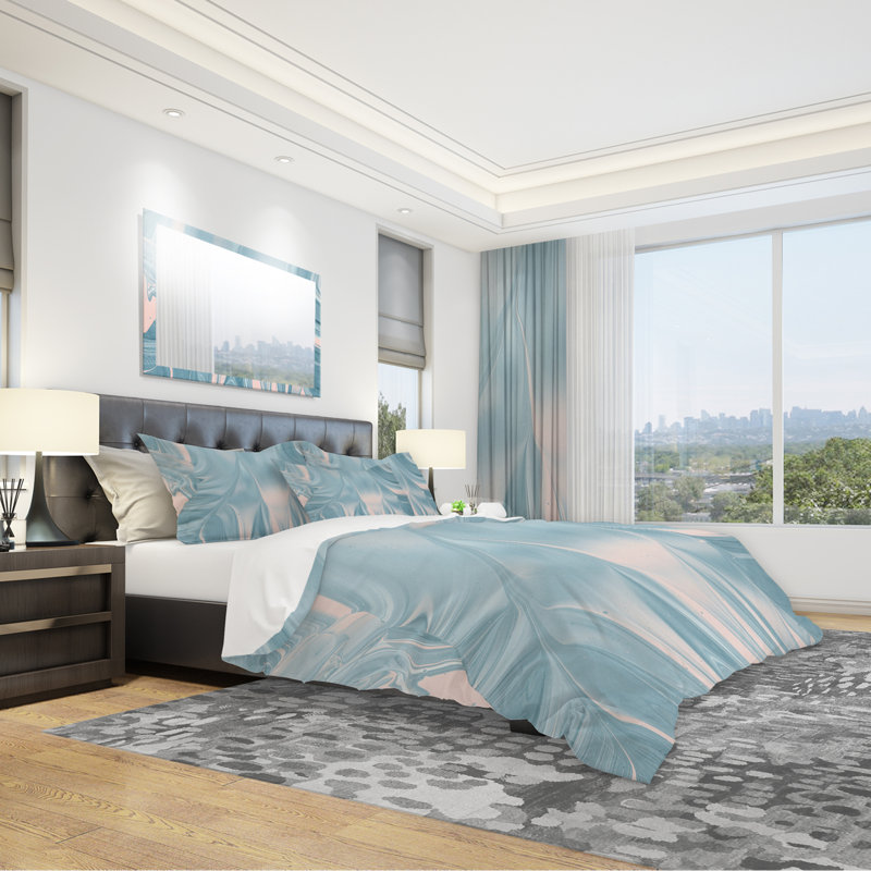 Abstract Water I - Ensemble de housse de couette transitionnelle moderne - Polyester en microfibre