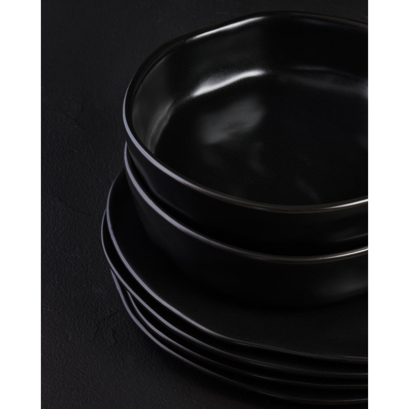 Stone by Mercer Project Hekonda 32-Piece Dinnerware Set Stoneware, Black