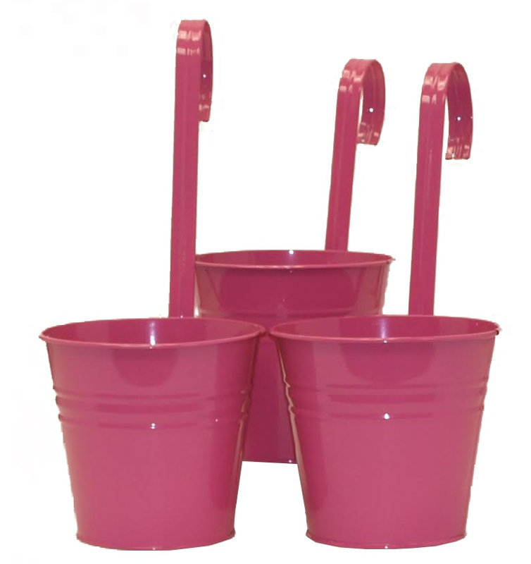 Ensemble de pot à fleurs en métal Aardsma, Rose, 3