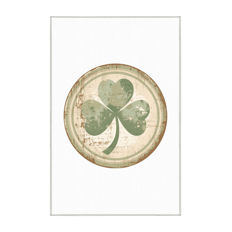 Tapis abstrait moderne et contemporain lavable à la machine St Patties beige - reliure blanche, 6 X 9