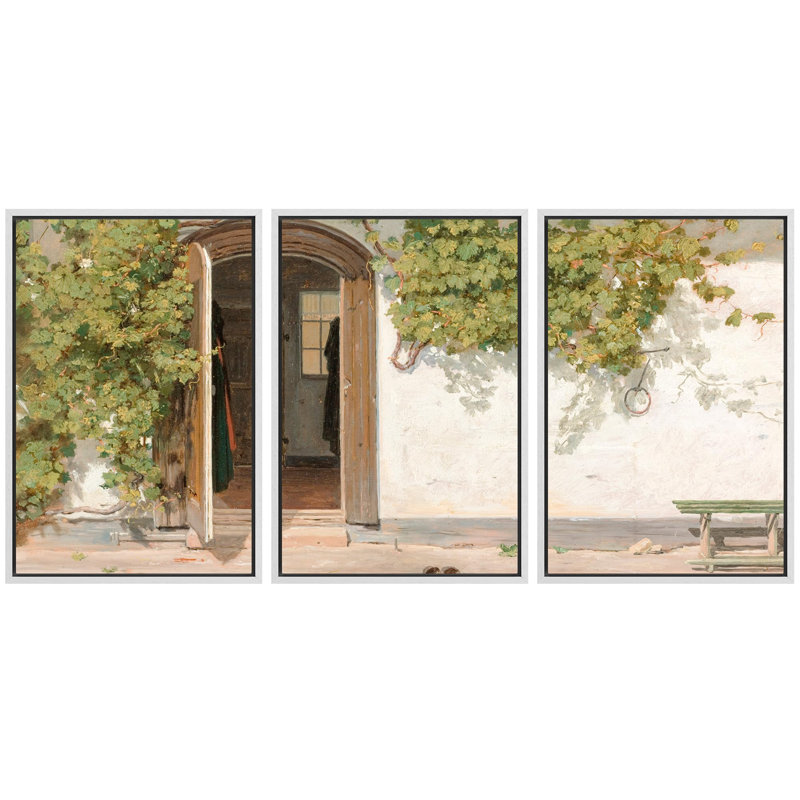 "Porte d'entrée rustique avec vignes", Cadre blanc, H 36 po x l 24 po