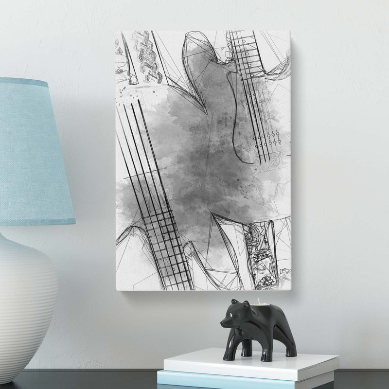 Bass and Electric Guitar in Abstract - Wrapped Canvas, 50cm H x 35cm W x 3cm D