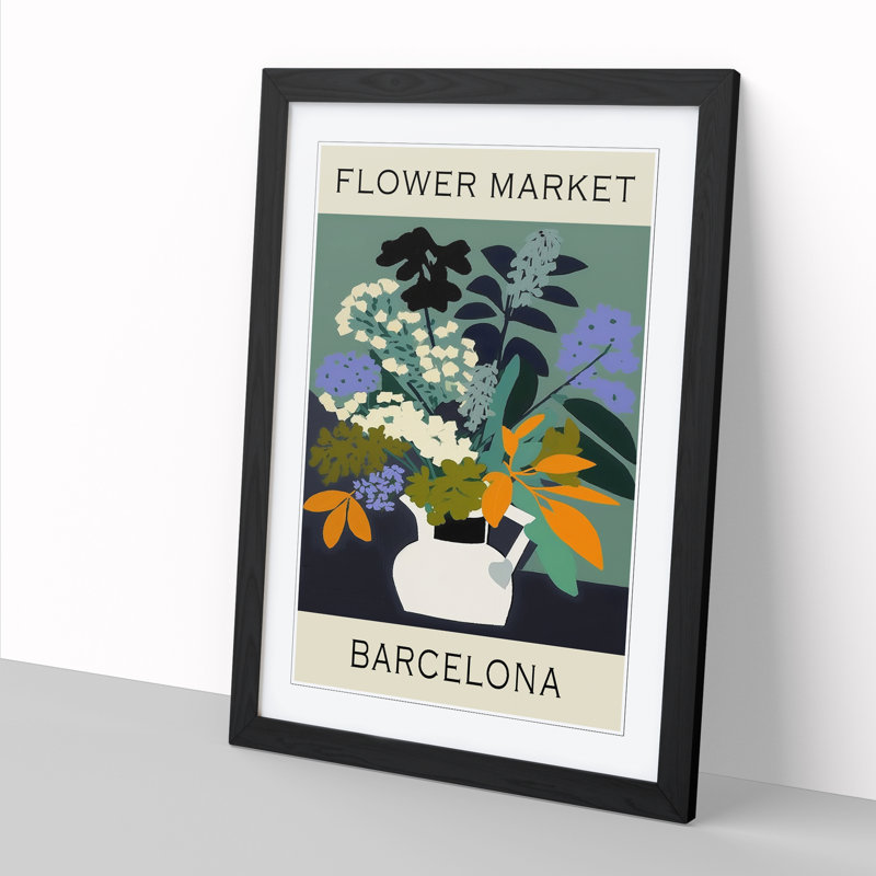 Barcelona Flower Market Exhibition No.6 - Single Picture Frame Print on Wood, 34cm H x 25cm W x 2cm D