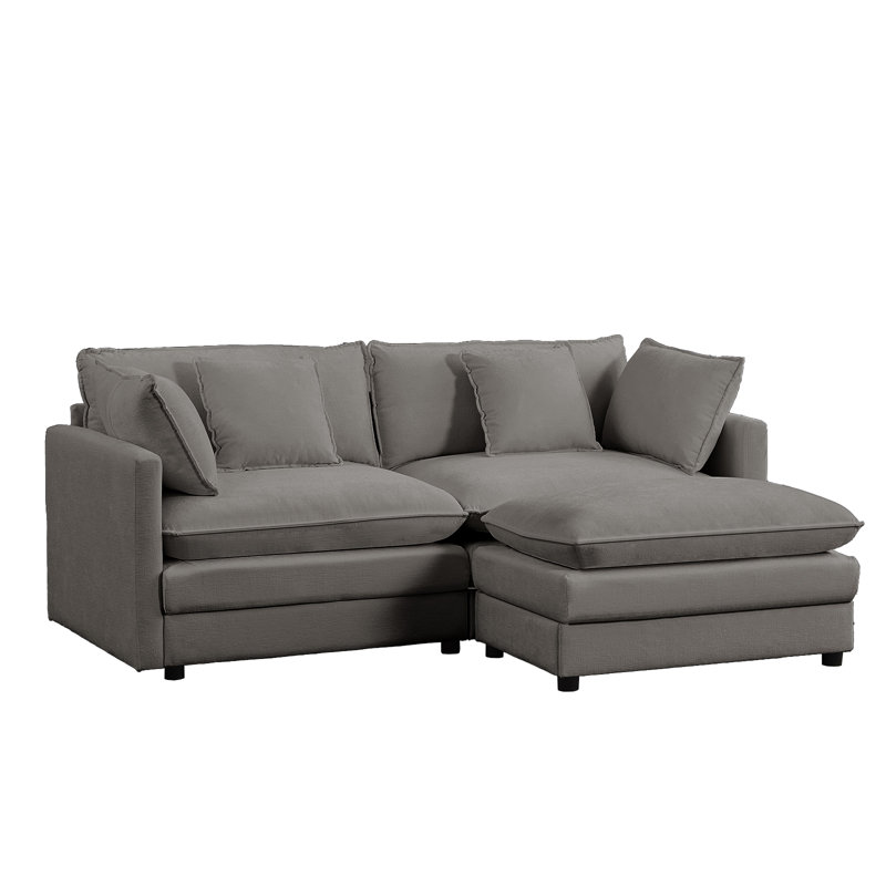 Boneless 77.2" Modular Sectional Sofa With Movable Ottomans - Chenille Fabric, High-resilience Foam Cushions & Removable Armrests (56.3"w X 33.1"h, 4 Color Options)"