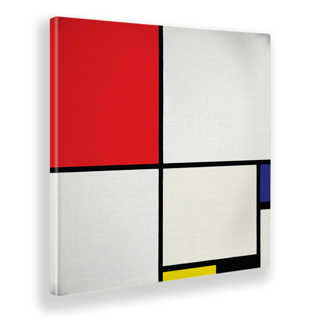 Wandbild Komposition Nr. 3 mit Rot Blau Gelb und Schwarz von Piet Mondrian