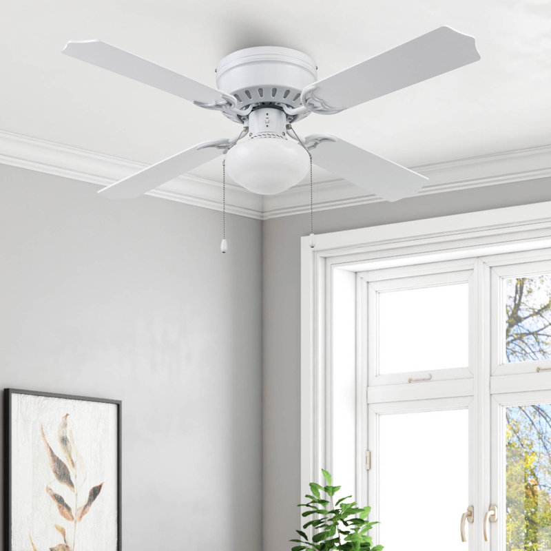 Ventilateur de plafond 42 po avec ensemble d'éclairage Cherry Hill, Blanc avec pales en chêne blanc / gris