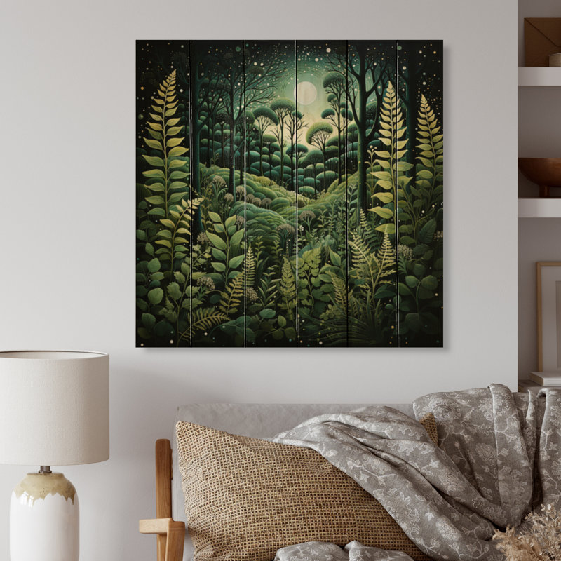 Fougère Cezara, plante enchantée II sur bois, H 35 po x l 35 po x P 0,78 po
