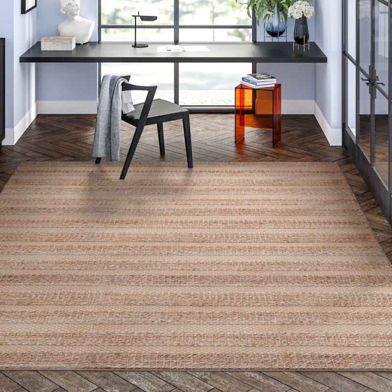 Abianna Geometric Flatweave Ivory/Natural Area Rug, Rectangle 8' x 10'