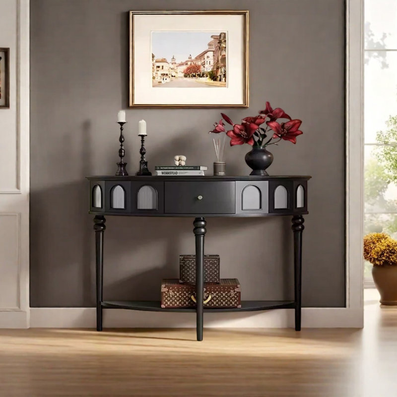 Console moderne minimaliste, Noir, noir, noir, noir, H 34,65 po x l 47,24 po x P 15,75 po