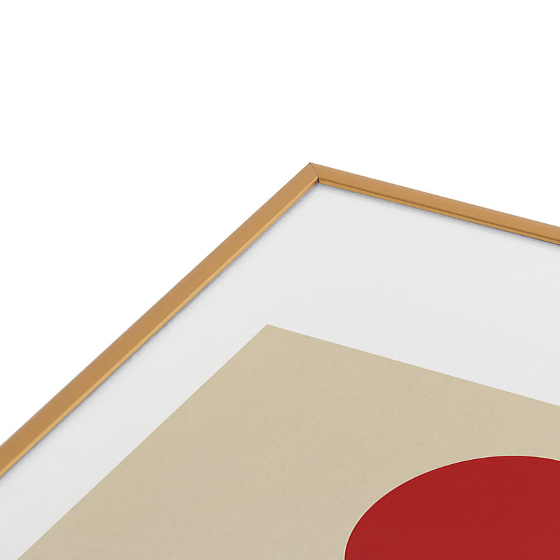 Red Sunset Japon encadré sur papier, H 19 po x l 13 po, Or