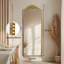 Miroir de plancher arqué antique orné pleine longueur / autoportant, 22 x 65 pouces, or rétro-1097570010-1097570008