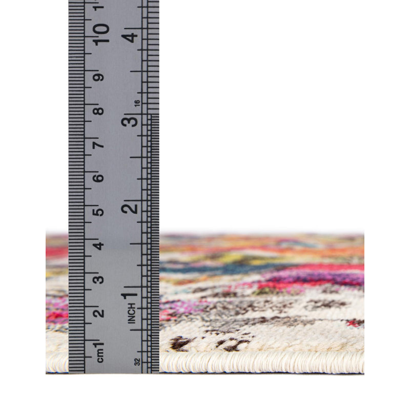 Rizer Abstract Red/Yellow/Blue Area Rug, Rectangle 7'1" x 10'