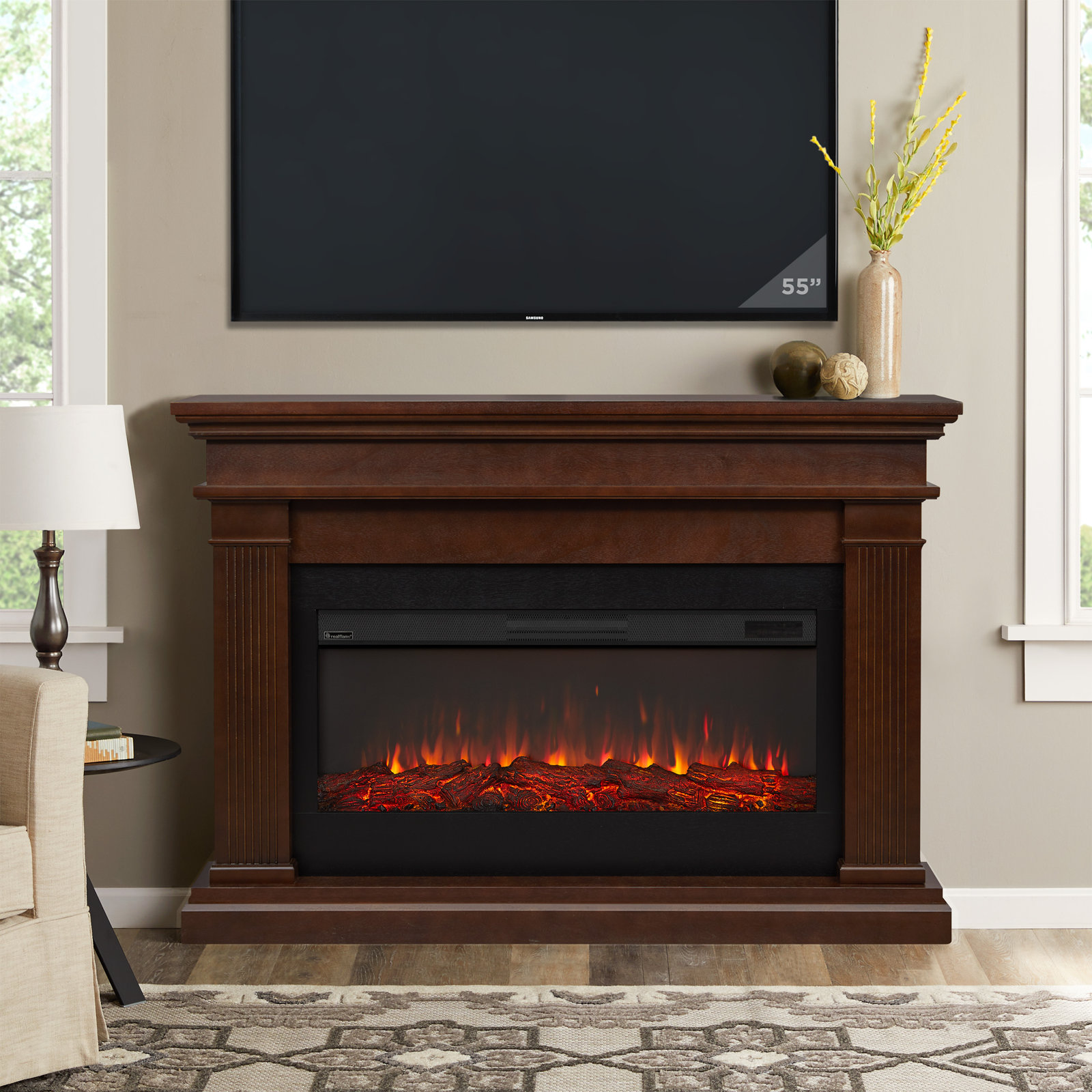 Real Flame® Beau Electric Fireplace, Dark Walnut, Standard