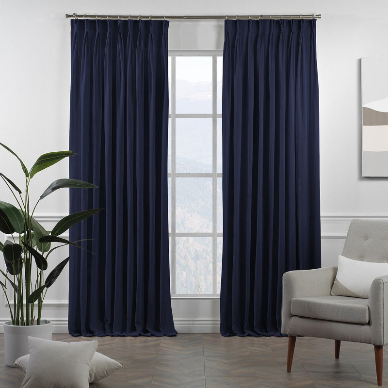 Room Darkening Single Curtain Panel, Blue, 190cm Width x 295cm Drop