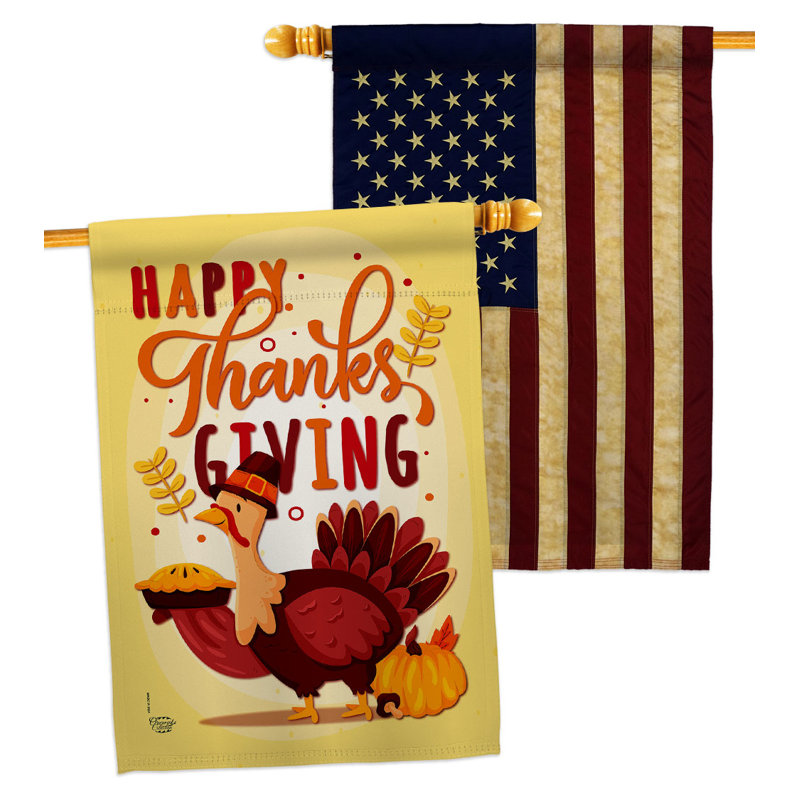 Double Sided 40'' H x 28'' W Polyester Thanksgiving House Flag