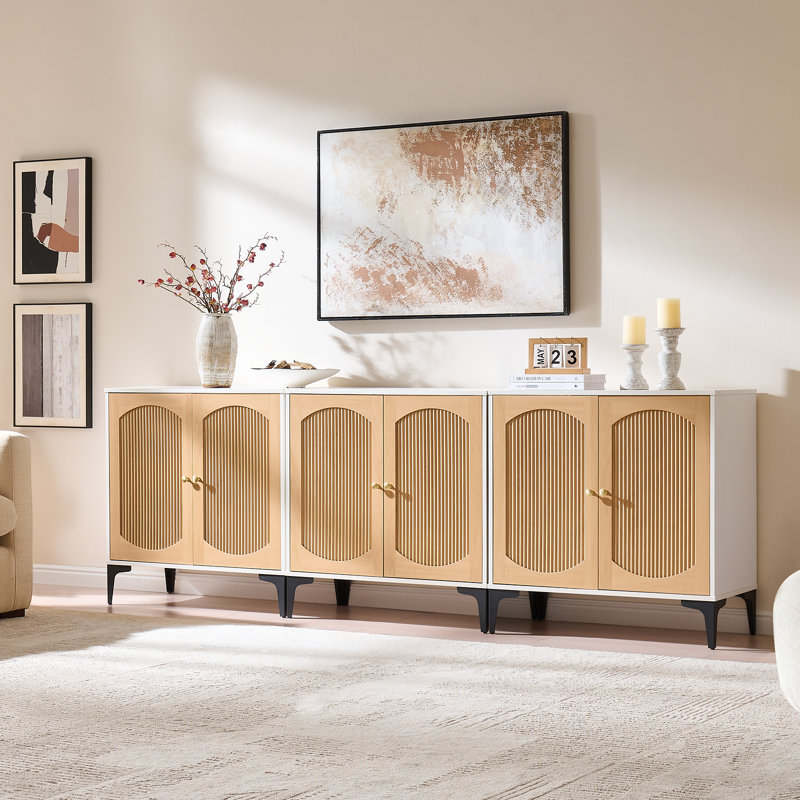 Buffet de rangement 62 "avec portes et tablettes, chêne blanc et naturel, 2 pièces