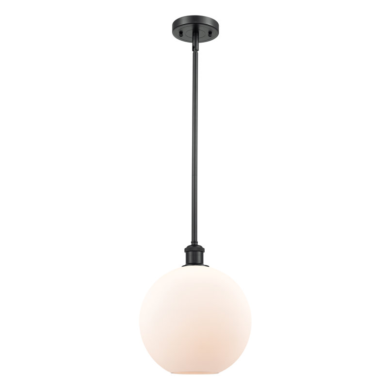 Baran 1 - Light Single Pendant, 6 Watt Vinage LED Bulb, Matte Black, Matte White