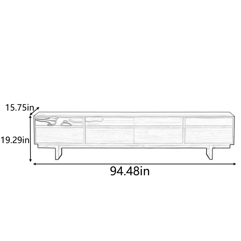 Meuble télé simple en bois massif multifonctionnel, 94.48"