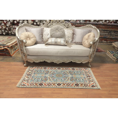 Tapis décoratif transitionnel fait à la main 3 x 5 Oushak