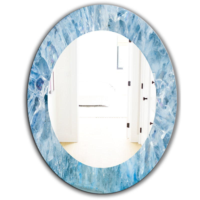Geode Interior with Light Blue crystals - Modern Wall Mirror, 31.5" H x 23.7" W